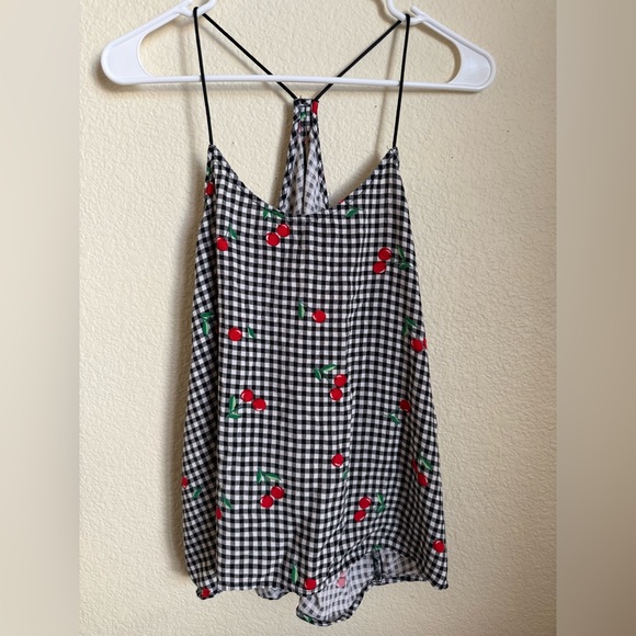 Tops - Cherry Print Gingham Women's Top